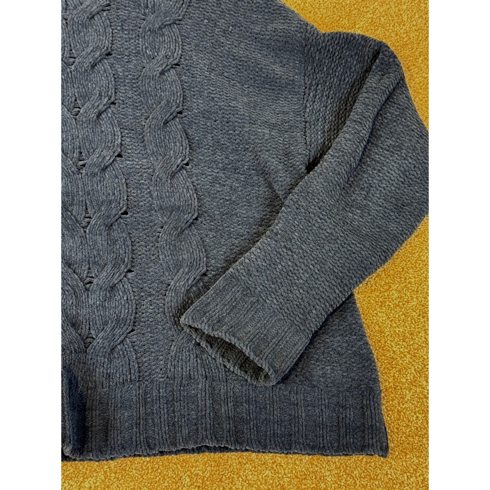 American Eagle Womens Navy Blue Chenille Cable Knit Sweater Crewneck Medium M - Picture 9 of 11